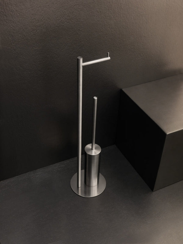 OML - STIFF - PIANTANA PORTAROTOLO E PORTA SCOPINO CON BASE TONDA IN ACCIAIO INOX