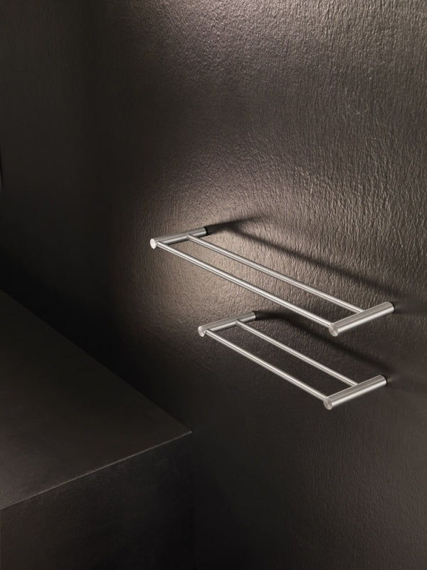 OML - STIFF - PORTA SALVIETTE DOPPIO A TASSELLO IN ACCIAIO INOX