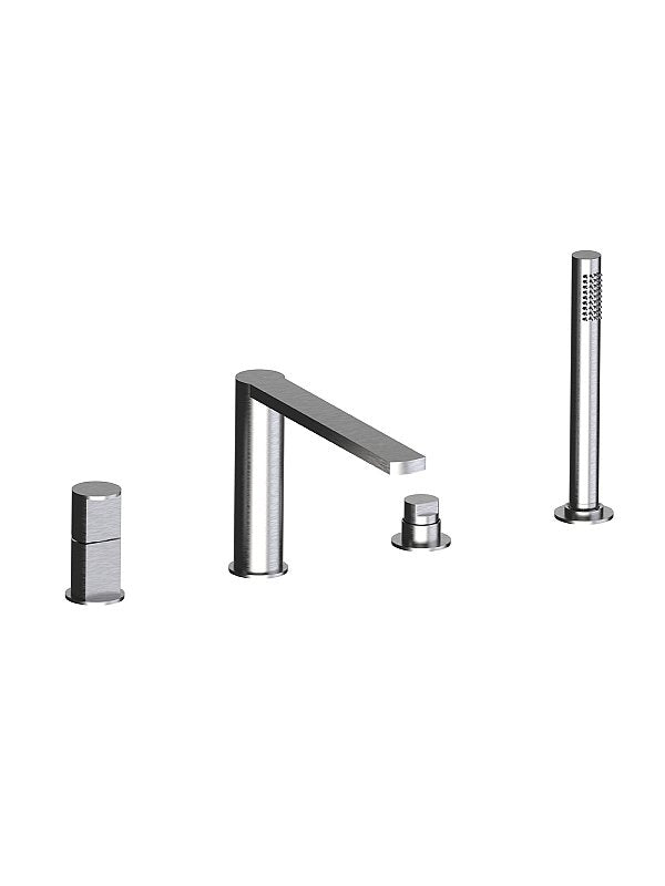 FRATTINI - BORGIA 316 INOX - Batteria per bordo vasca bocca e doccia estraibile